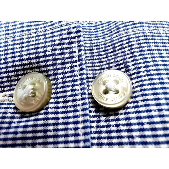 Calvin Klein Slim Fit Size 15 32-33 Blue White Check Performance Non Iron Shirt - Picture 9 of 12